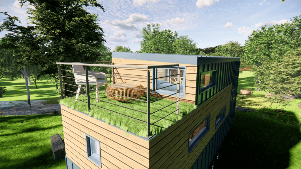 tiny house à la location avec toiture terrasse pour Airbnb