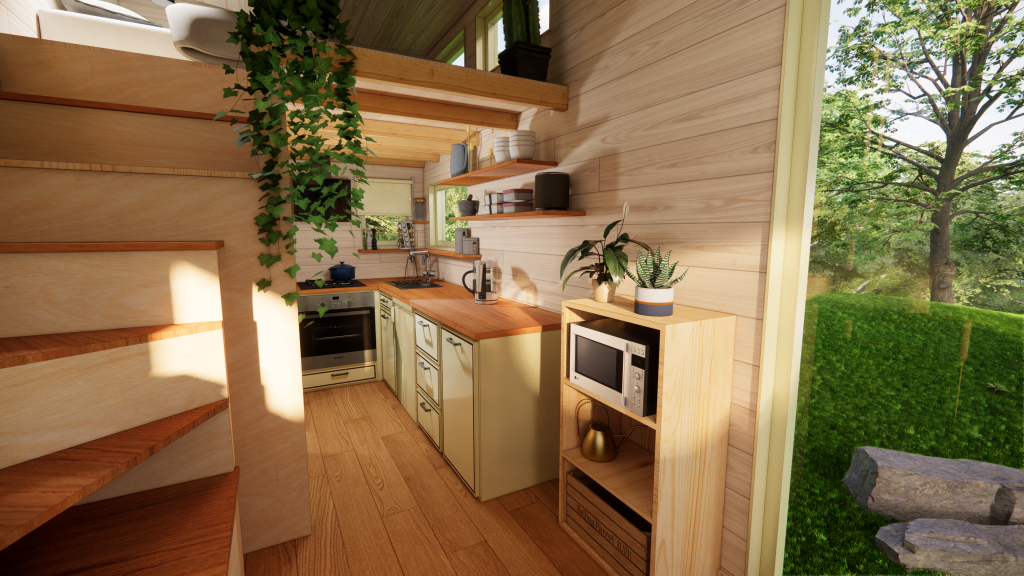 tiny house 2 chambres avec cuisine équipée en angle