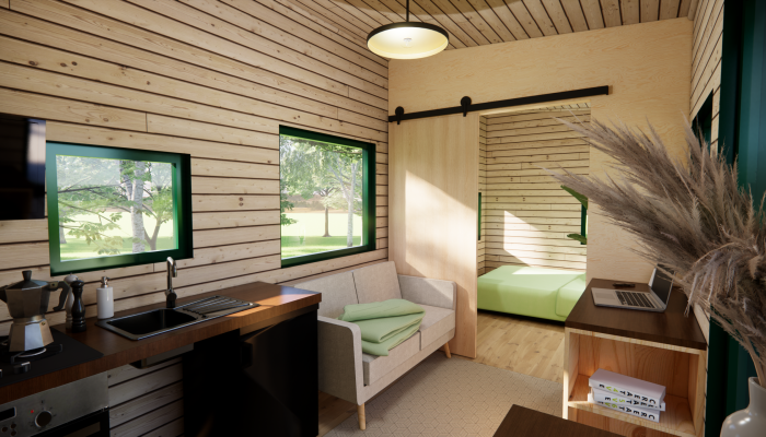 tiny house avec baie vitrée