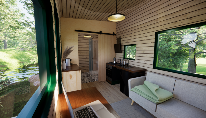 tiny house avec baie vitrée